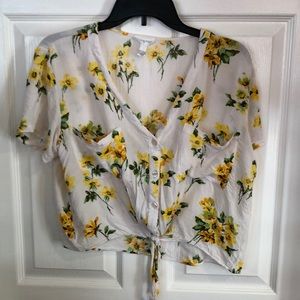 Floral Crop top/ button up blouse